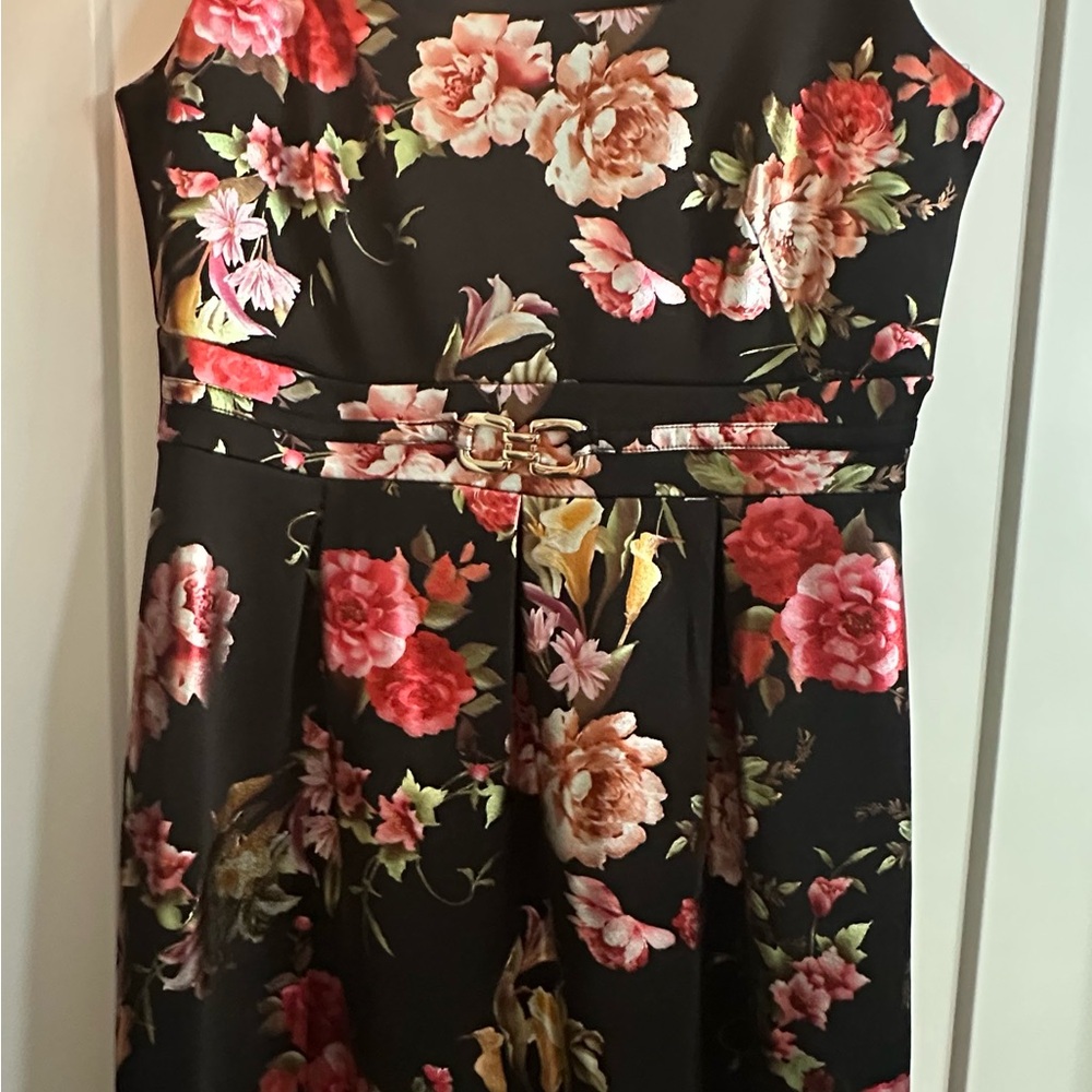 Floral Sleeveless Dress with Belt